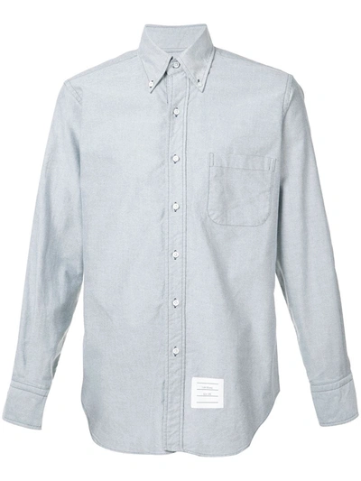 Thom Browne Grosgrain Placket Oxford Shirt In Blue