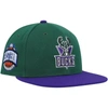 Mitchell & Ness Men's  Green And Purple Milwaukee Bucks Hardwood Classics Team Two-tone 2.0 Snapback In Hunter Green