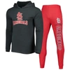 Concepts Sport Men's  Heather Red, Heather Charcoal St. Louis Cardinals Meter Pullover Hoodie And Jog In Heather Red