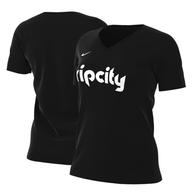 Nike Women's  Black Portland Trail Blazers 2022/23 City Edition Essential V-neck T-shirt