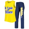 Concepts Sport Women's  Gold, Navy St. Louis Blues Meter Muscle Tank Top And Pants Sleep Set In Gold