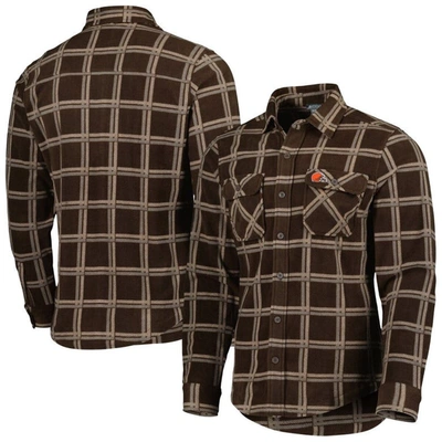 Antigua Brown Cleveland Browns Industry Flannel Button-up Shirt Jacket