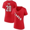 Fanatics Branded Sebastian Aho Red Carolina Hurricanes Special Edition 2.0 Name & Number V-neck T-sh In Red