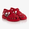 BURBERRY RED RUBBER SANDALS
