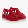 Burberry Red Rubber Sandals In Red