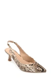 Journee Collection Mikoa Snake Embossed Slingback Pump In Tan