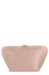 Kusshi Vacationer Leather Makeup Bag In Blush Cool Grey