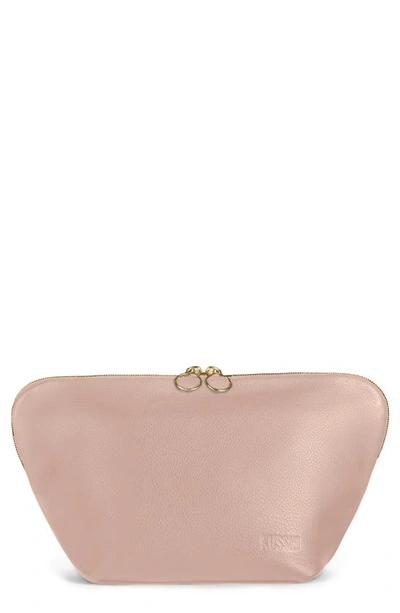 Kusshi Vacationer Leather Makeup Bag In Blush Cool Grey