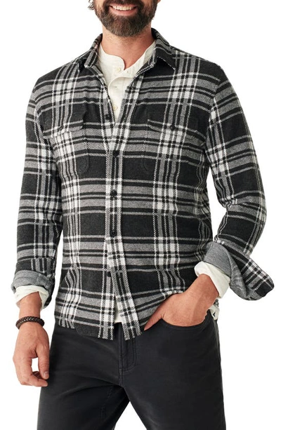 Faherty Legend Sweater Shirt In Charcoal Bone Plaid