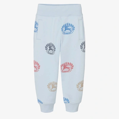Burberry Kids' Ekd-print Cotton Track Pants In Blue