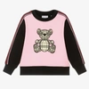 BURBERRY GIRLS PINK THOMAS BEAR SWEATSHIRT