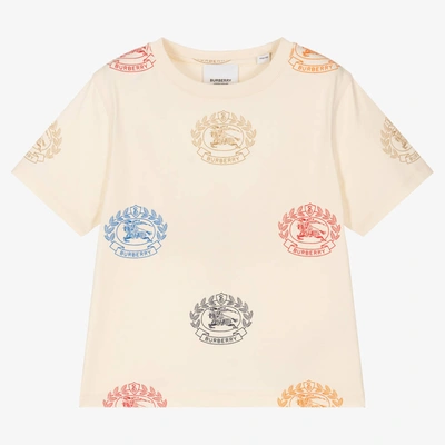 Burberry Kids' Logo Cotton Jersey T-shirt In Ivory