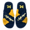 FOCO FOCO NAVY MICHIGAN WOLVERINES TWO-TONE CROSSOVER FAUX FUR SLIDE SLIPPERS