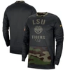 NIKE NIKE BLACK/CAMO LSU TIGERS MILITARY APPRECIATION PERFORMANCE PULLOVER SWEATSHIRT