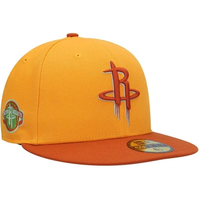 New Era Men's  Gold, Rust Houston Rockets 59fifty Fitted Hat In Gold,rust