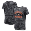 Majestic Threads Black Philadelphia Flyers Boyfriend Tie-dye Tri-blend T-shirt In Black