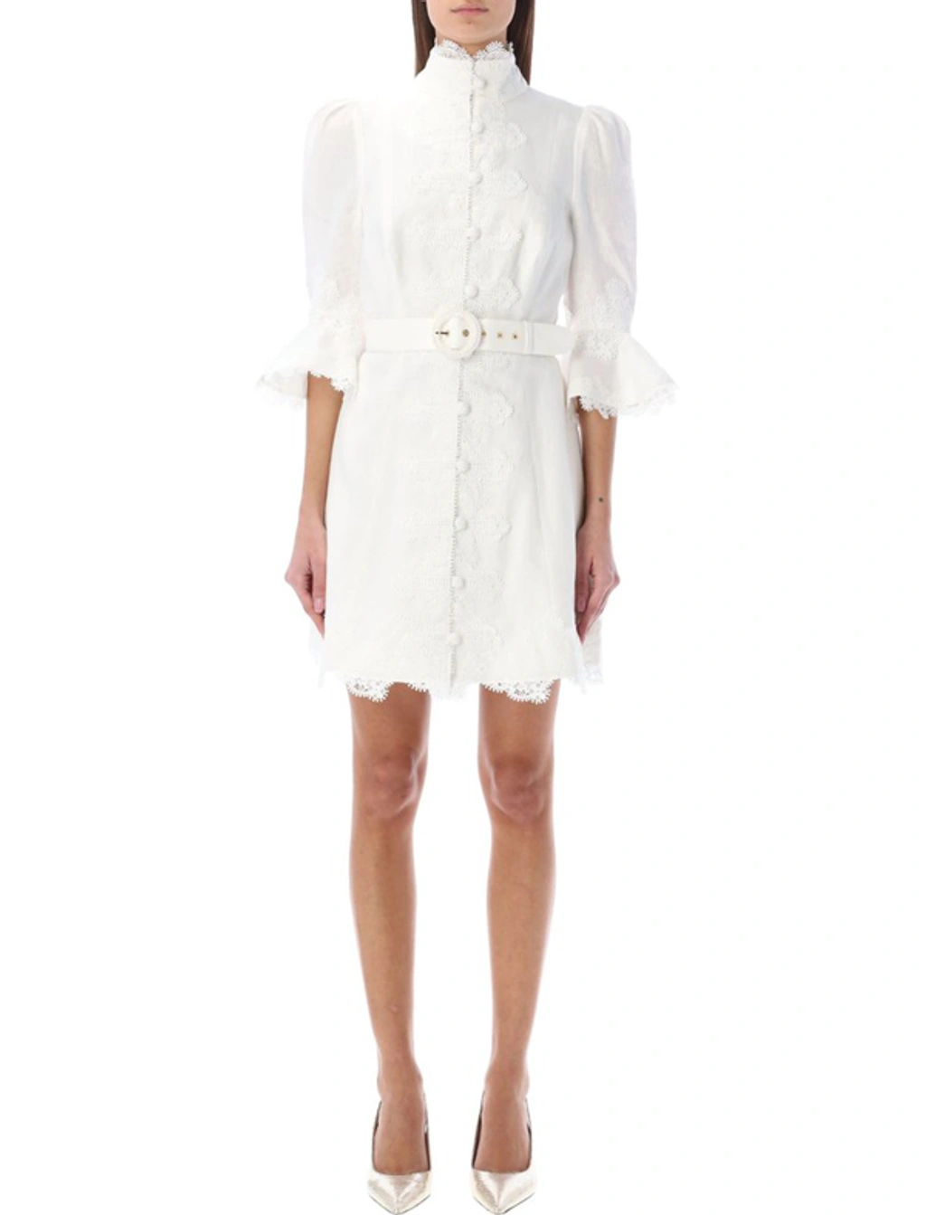 chinese dress ladies Zimmermann High Tide Lace Mini Dress in Guava size 3 / AU 12