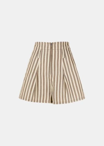 Jacquemus Le Short Santon Silk Blend Mini Shorts In Beige Brown Stripes