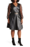 Love By Design Vanguard Pleather Swiss Dot Dress In Black