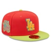 New Era Red/neon Green Los Angeles Dodgers 1978 World Series  Lava Highlighter Combo 59fifty Fitted In Red