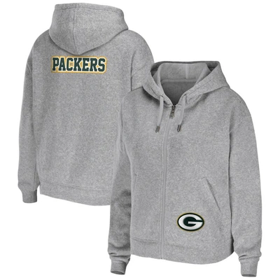 Wear By Erin Andrews Heather Gray Green Bay Packers Plus Size Full-zip Hoodie
