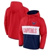 FANATICS FANATICS BRANDED RED/NAVY WASHINGTON CAPITALS BACKHAND SHOOTER DEFENDER ANORAK RAGLAN HOODIE QUARTER