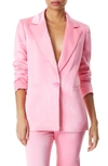 ALICE AND OLIVIA DENNY LONGLINE SATIN BOYFRIEND BLAZER