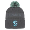 Fanatics Branded Charcoal Seattle Kraken Authentic Pro Home Ice Cuffed Knit Hat With Pom In Charcoal