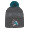 Fanatics Branded Charcoal San Jose Sharks Authentic Pro Home Ice Cuffed Knit Hat With Pom In Charcoal