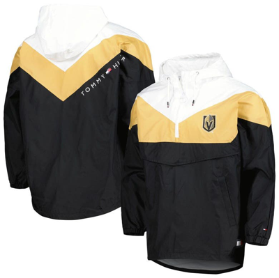 Tommy Hilfiger Women's  Black, Gold Vegas Golden Knights Staci Half-zip Windbreaker Jacket In Black,gold