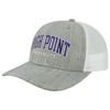 LEGACY ATHLETIC HEATHER GRAY/WHITE HIGH POINT PANTHERS ARCH TRUCKER SNAPBACK HAT