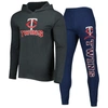 CONCEPTS SPORT CONCEPTS SPORT HEATHER NAVY/HEATHER CHARCOAL MINNESOTA TWINS METER PULLOVER HOODIE & JOGGERS SET