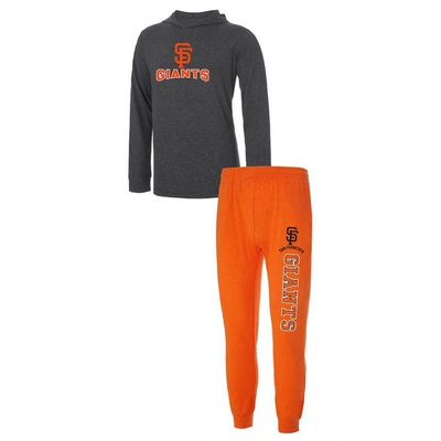 Concepts Sport Heather Orange/heather Charcoal San Francisco Giants Meter Hoodie & Joggers Set