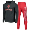 CONCEPTS SPORT CONCEPTS SPORT HEATHER RED/HEATHER CHARCOAL PHILADELPHIA PHILLIES METER PULLOVER HOODIE & JOGGERS SE