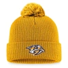 Fanatics Branded Gold Nashville Predators Core Primary Logo Cuffed Knit Hat With Pom In Gold
