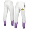 Fisll Oatmeal Los Angeles Lakers Double Dribble Tie-dye Fleece Jogger Pants In Oatmeal