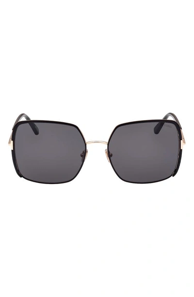 Tom Ford Raphaela 60mm Butterfly Sunglasses In Shiny Gold/ Smoke