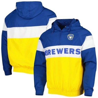 New Era Gold Milwaukee Brewers Raglan Quarter-zip Hoodie