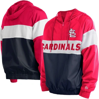 New Era Navy St. Louis Cardinals Raglan Quarter-zip Hoodie