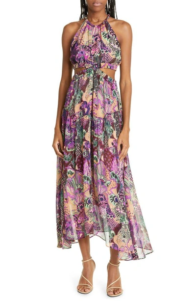 A.l.c Waverly Printed High-neck Midi Dress In Purple