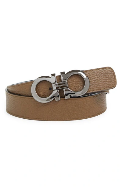 Ferragamo Reversible Leather Belt In Brown Sugar || Nero