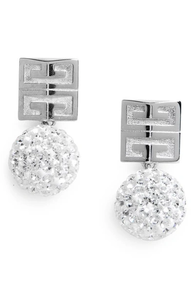 Givenchy 4g Stud Crystal Ball Earrings In Silver