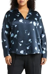 Vince Sea Carnation Shaped-collar Printed Silk Top In Coastal