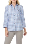 Foxcroft Hampton Plaid Non-iron Button-up Shirt In Baltic Blue