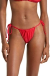 Frankies Bikinis Tia Ribbed Bikini Bottoms In Crimson