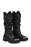 Naked Wolfe Stable Platform Slouchy Cowboy Boot In Black