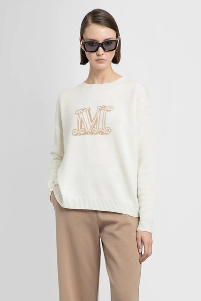 Max Mara Edo Logo Jacquard Cashmere Knit Sweater In Cream