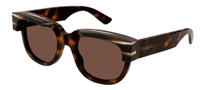 Gucci Gg1165s M 002 Square Sunglasses In Brown
