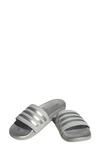 Adidas Originals Adilette Comfort Slide Sandal In Grey Two/silver Metallic/grey Two