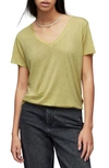 Allsaints Emelyn Shimmer T-shirt In Sunny Lime Green